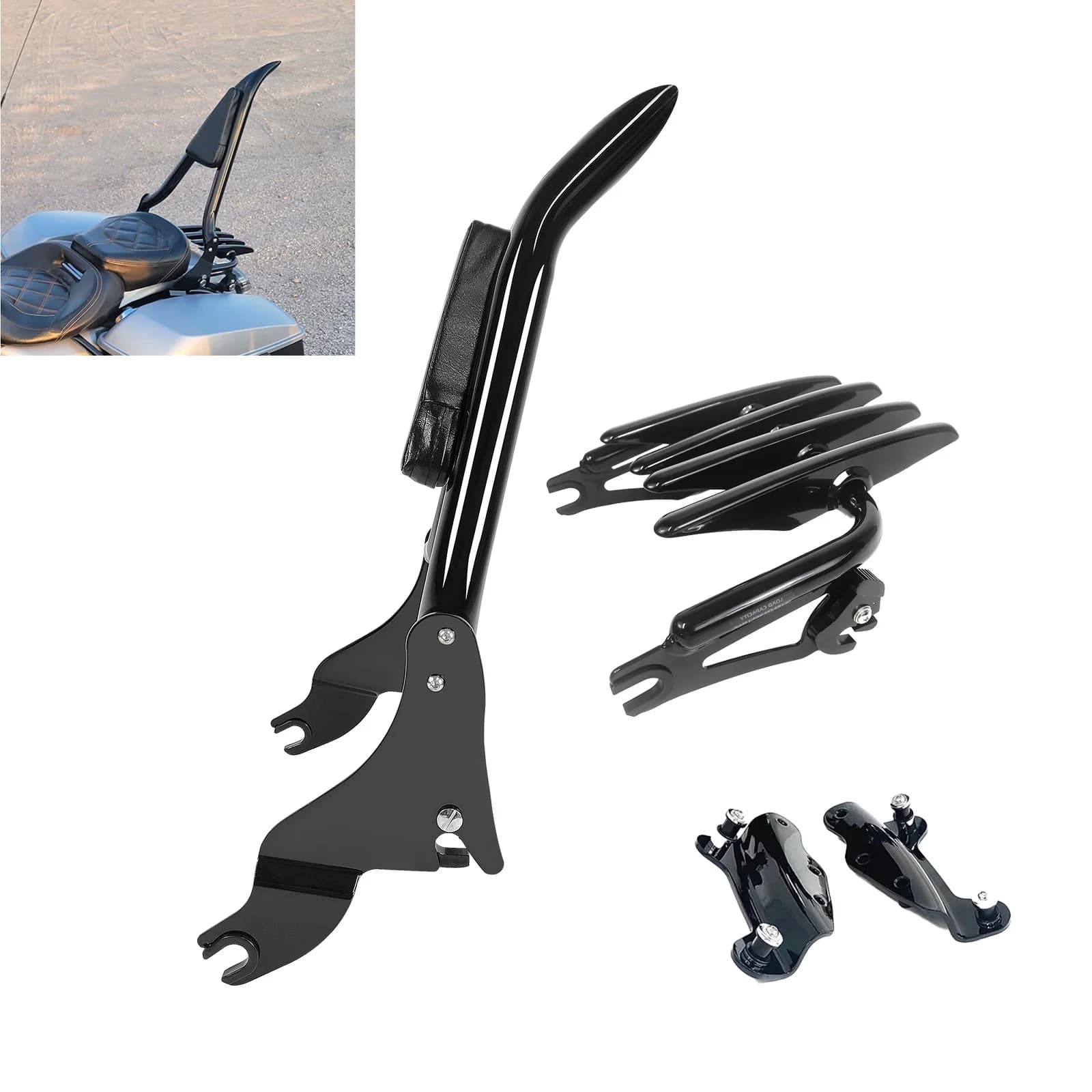Schienale Passeggero Moto con Portapacchi per Harley Touring Road King Street Glide Ultra Electra CVO 2009-2025