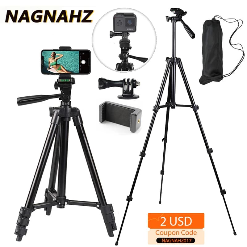 NA-3120 Treppiede per telefono 40 pollici Fotografia universale per Gopro iPhone Samsung Xiaomi Huawei Telefono Treppiede da viaggio in alluminio Par