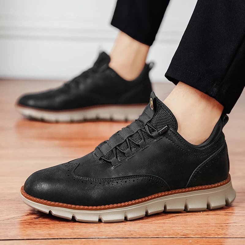 Men's Premium Leather Oxfords Sneakers Casual Comfort Walking Shoes Black Brown Fashion British Style Men Casual Sneakers