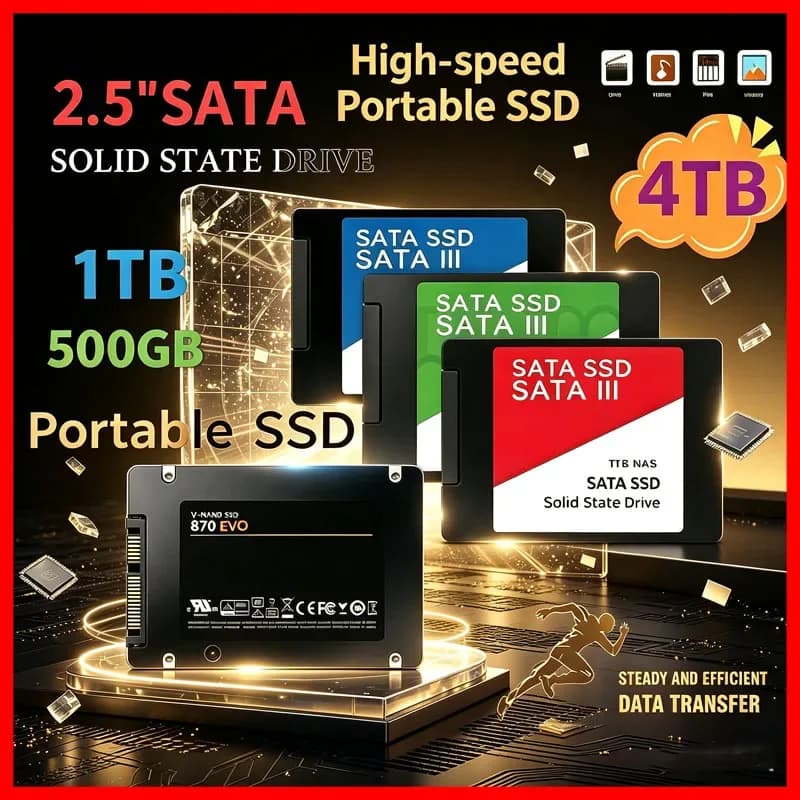 New Solid State Disk High Speed SSD For Laptop Microcomputer Desktop 2.5 Inch High Speed 4TB Internal HDD Hard Drive Sata3
