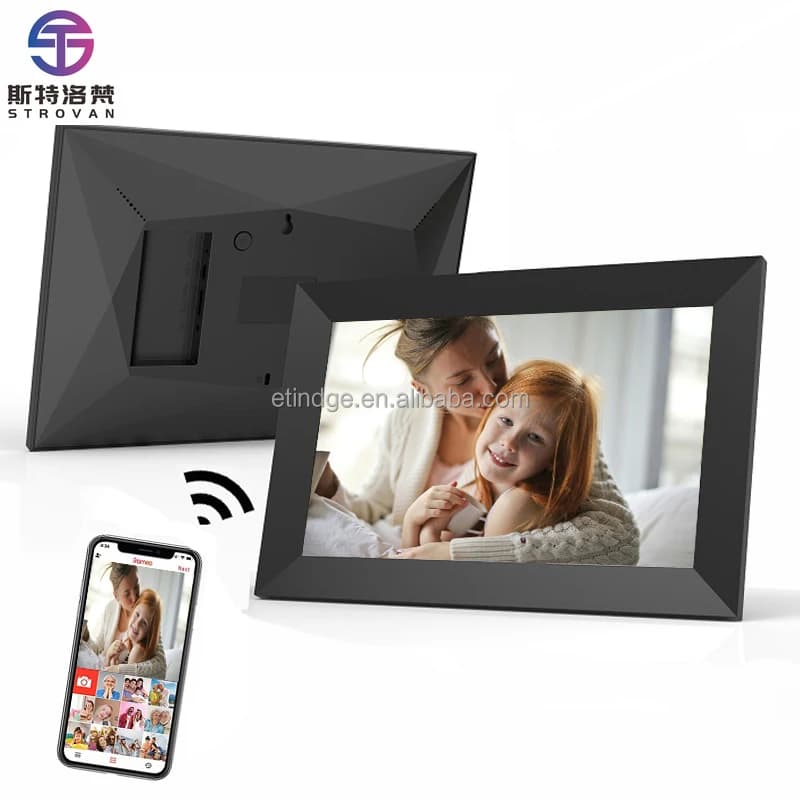 Cornice per foto digitale Android/IOS WiFi touch screen da 10,1 pollici con supporto cloud per videorologio