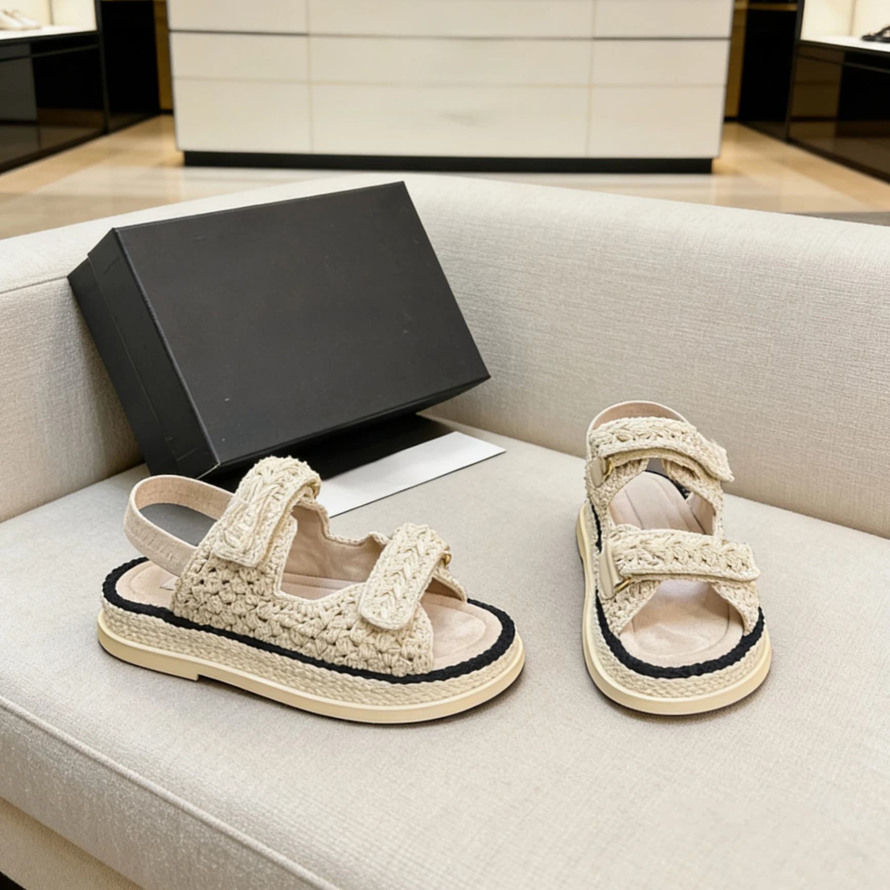 Nuovi Prodotti Disponibili: Sandali da Donna con Plateau in Maglia, Scarpe in Lino a Punta Aperta con Cinturini Regolabili in Velcro, Sandali Estivi da Spiaggia