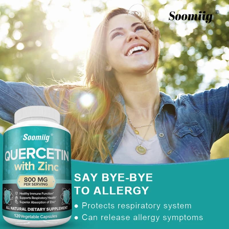 Capsule complesse di zinco Quercetin organiche: supporto antiossidante, occhi immunitari, cardiovascolare e respiratorio per uomini e donne