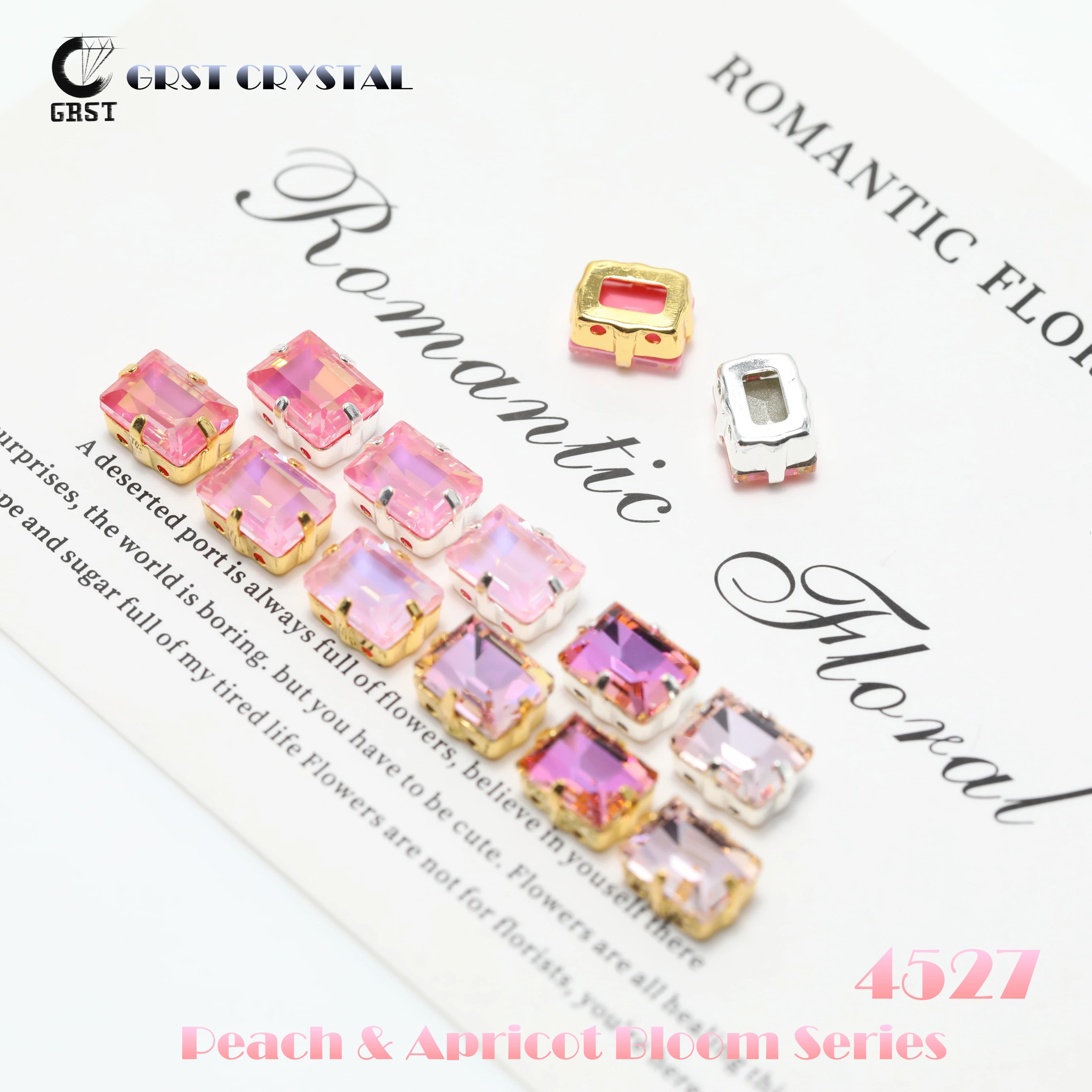 Sparkling Crystal 4527 Step Cut Fancy Stone Claw Rhinestones Peach Apricot Bloom Series Bags Shoes Wedding Dress DIY Supplies