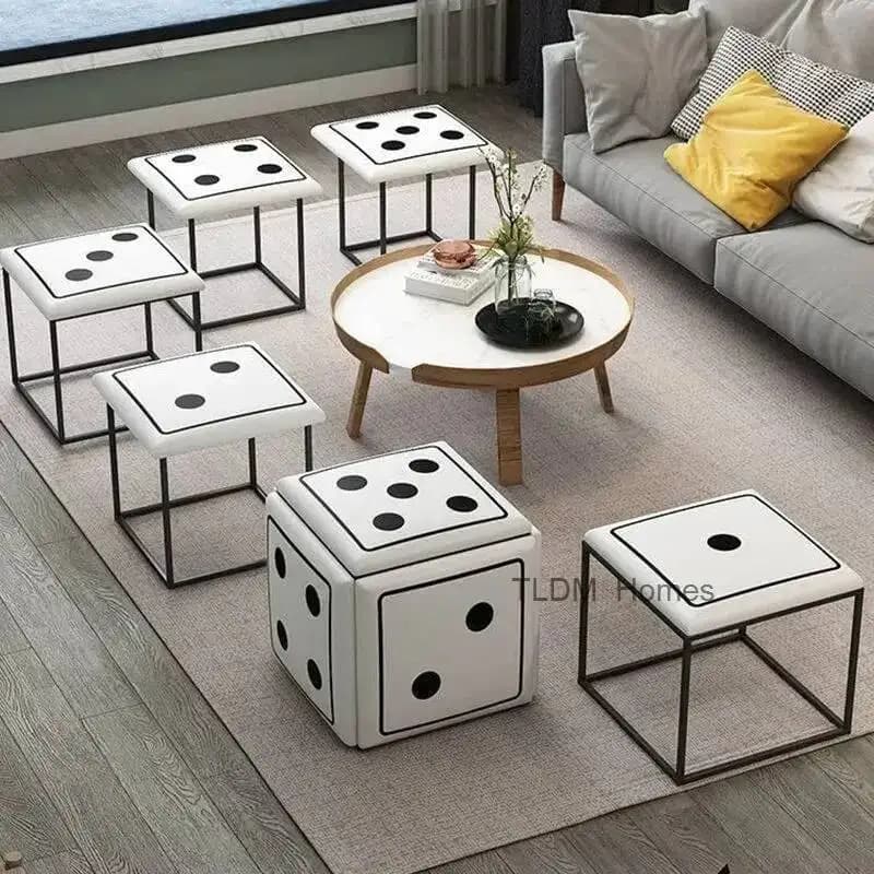 Sgabello 5 in 1 Dice Decor, Cuscino in Spugna Personalizzato, Seduta Morbida, Sedia Portatile per Esterni, Vacanze, Picnic, Pouf Ottomano con Contenitore per Gaming
