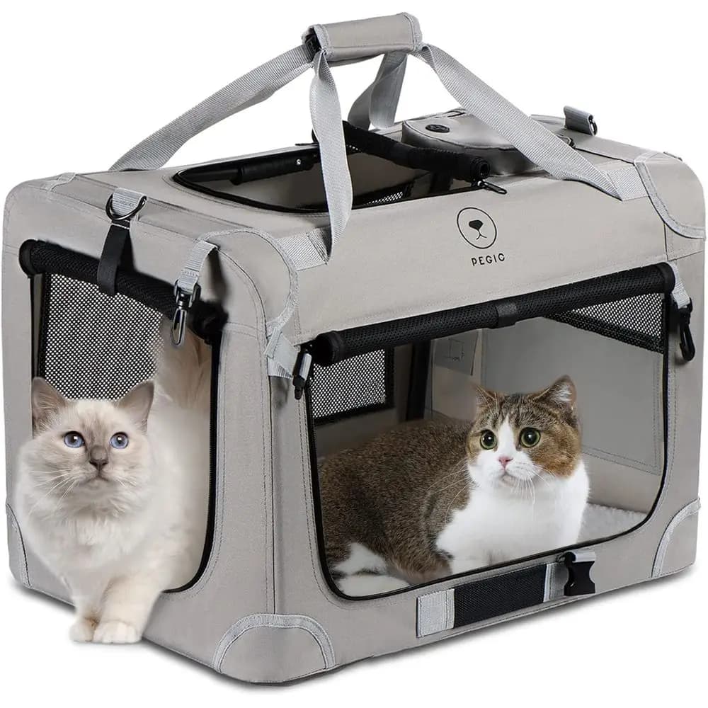 Trasportino extra large per 2 gatti, trasportino portatile per animali di grandi dimensioni con lato morbido per viaggiare, usi interni ed esterni, 24"×16"×16"