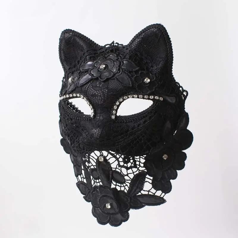 Black Full Face Catwoman Singing Masked Singer Singing Veil Mask Beautiful Woman Adult Stage Live Fake Mask