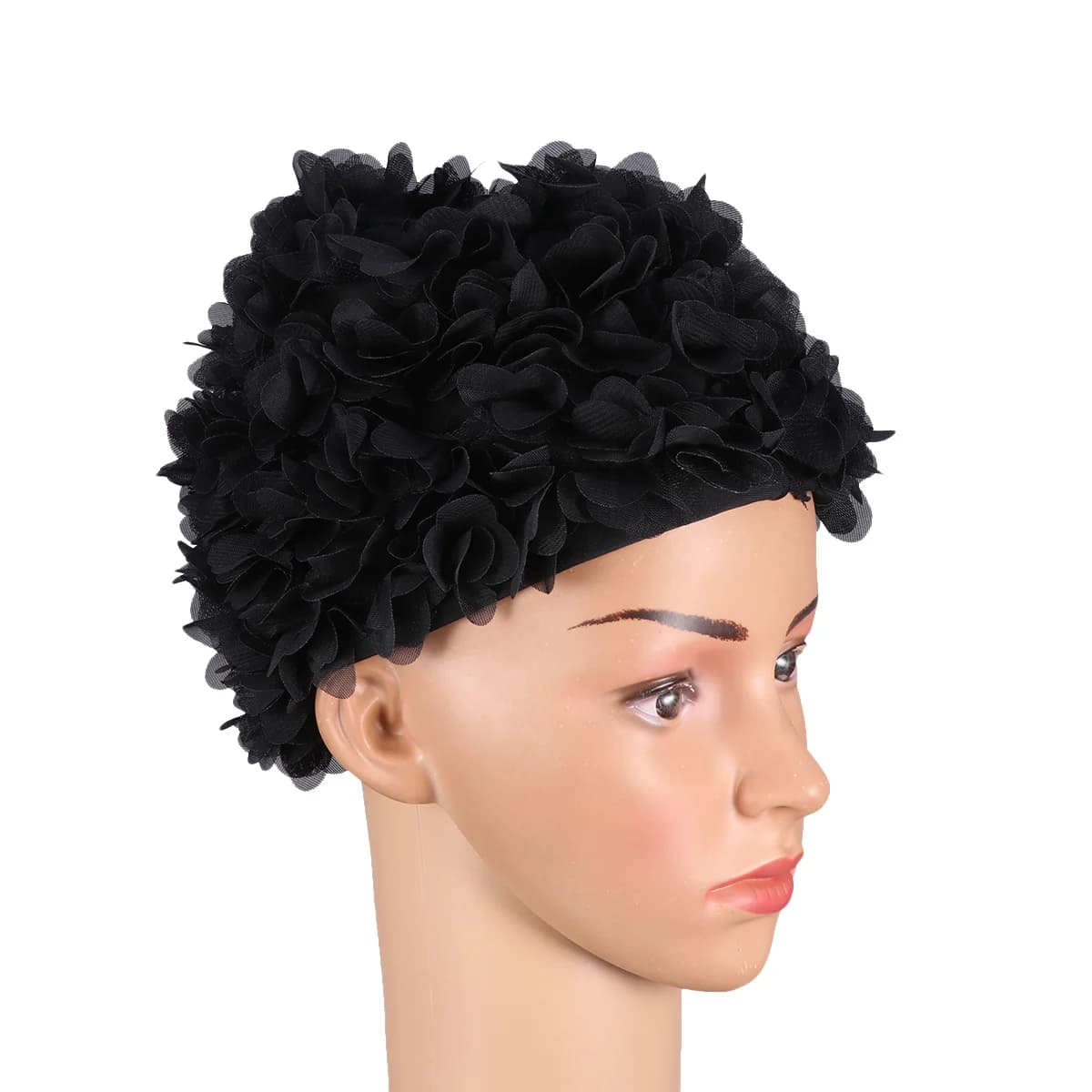 Cuffia da nuoto con fiore 3D per cuffia da bagno in nylon riutilizzabile Design antiscivolo a petalo Comodo cappello da nuoto Protezione per le orecchie Tinsel durevole