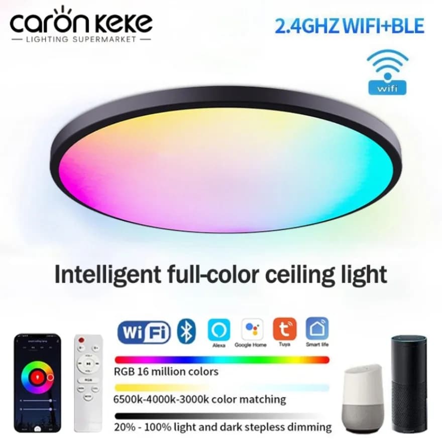 Plafoniera LED intelligente Tuya RGB WIFI Dimmerabile Applicazione di controllo vocale Alexa Luce decorativa per camera da letto del soggiorno di Google