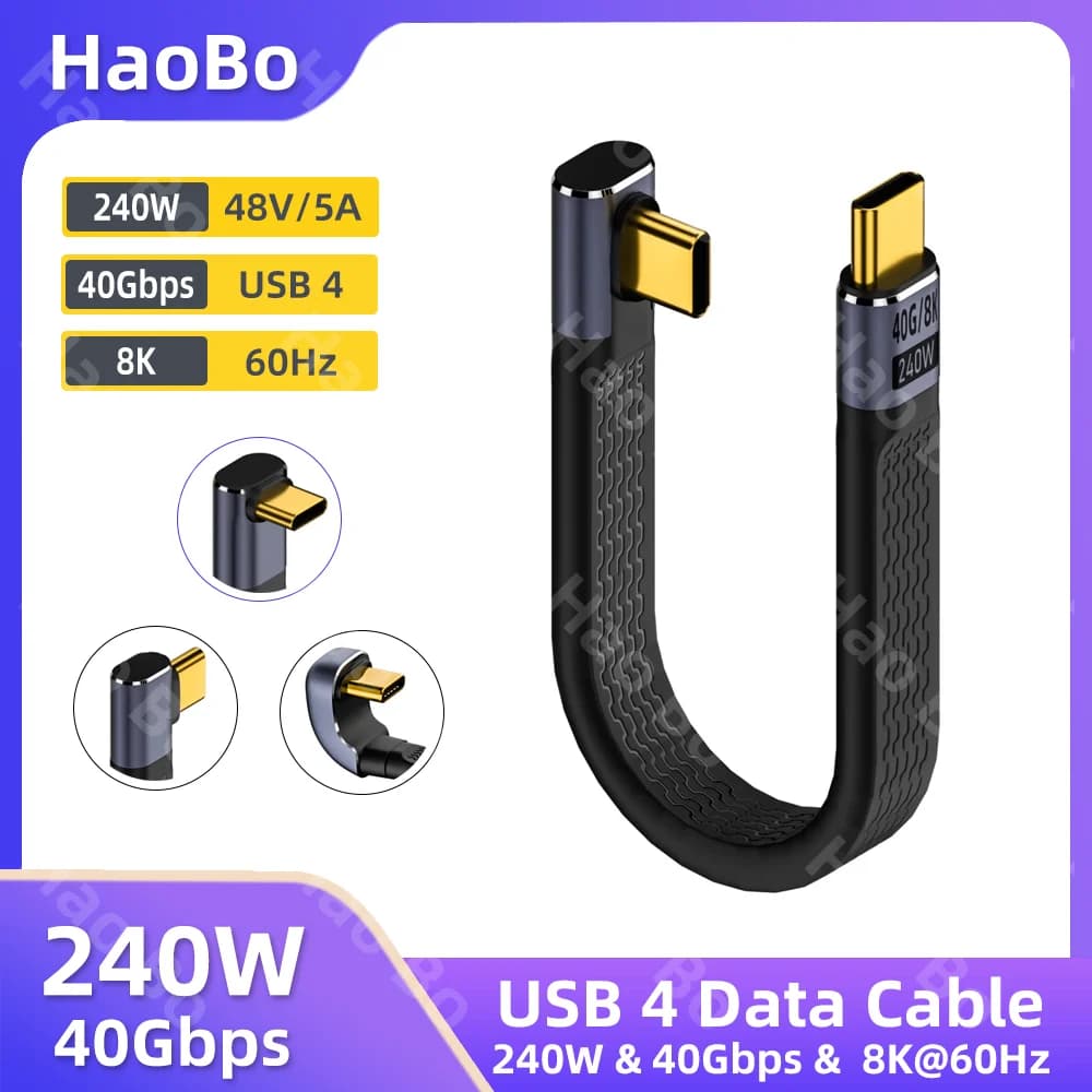 PD 240W 5A Tipo C a USB C Cavo di ricarica rapida USB 4.0 Gen3 40Gbps Thunderbolt 3 8K a 60Hz Cavo dati FPC per MacBook Pro