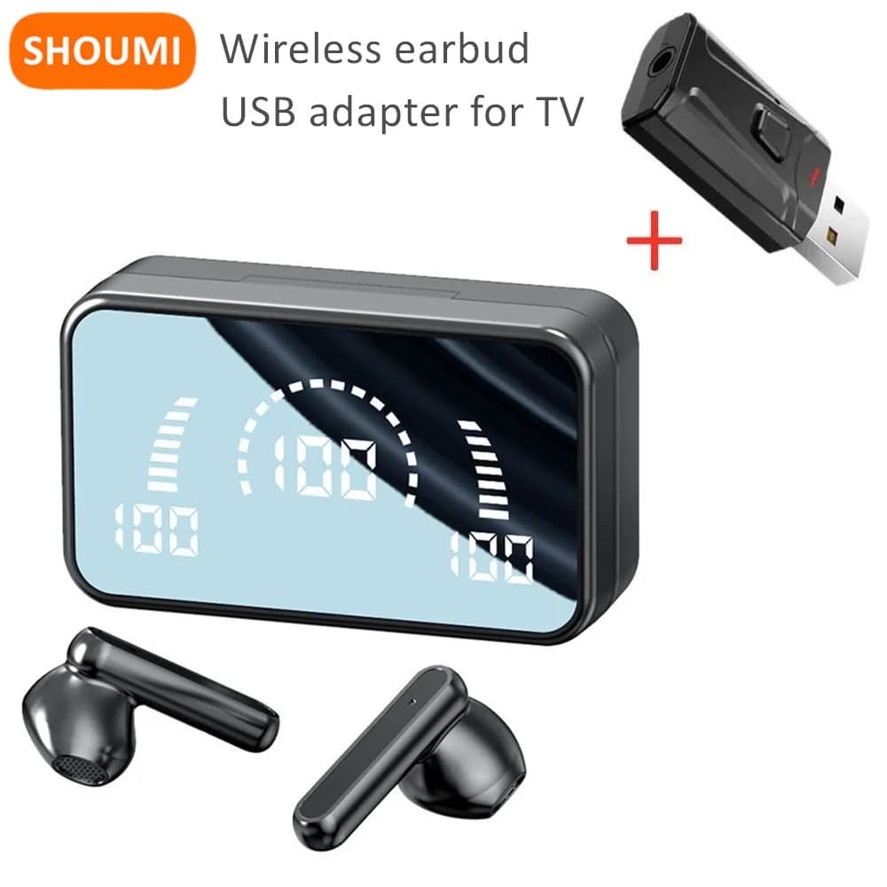 Bluetooth headset with USB adapter 9D stereo headset CVC with noise cancelation 2000mA charging box Microphone for TV
