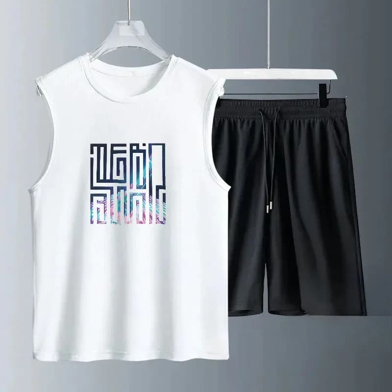 Complete Men's Casual Basket, 2 Pieces, Breathable, Sleeve T-shirt Court and Jogging Shorts, Men's Sportswear, Lightweight