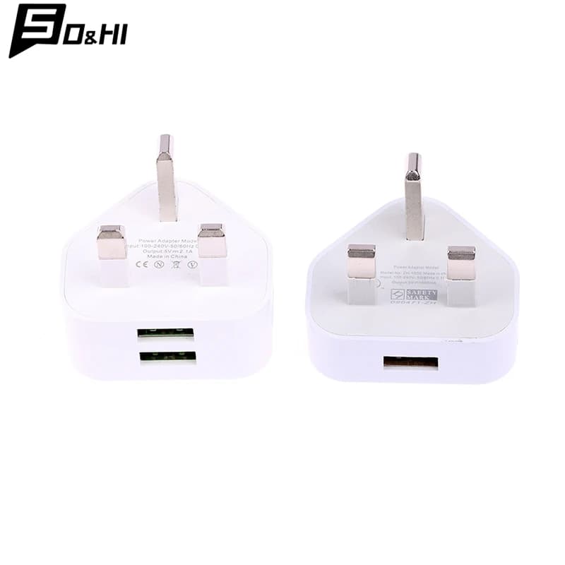 Universal adapter for 3 Pin wall charger with UK plug with 1/2 USB charging ports for Iphone 11 for Huawei charging charger