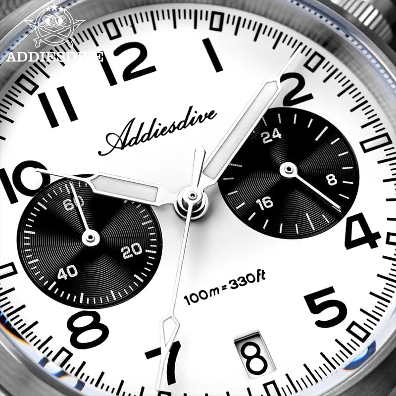 2025 New ADDIESDIVE DESIGN Retro Panda Men's Watch Quartz Wrist Watch Top Luxury Men's Watch AR Waterproof Sapphire Mirror
