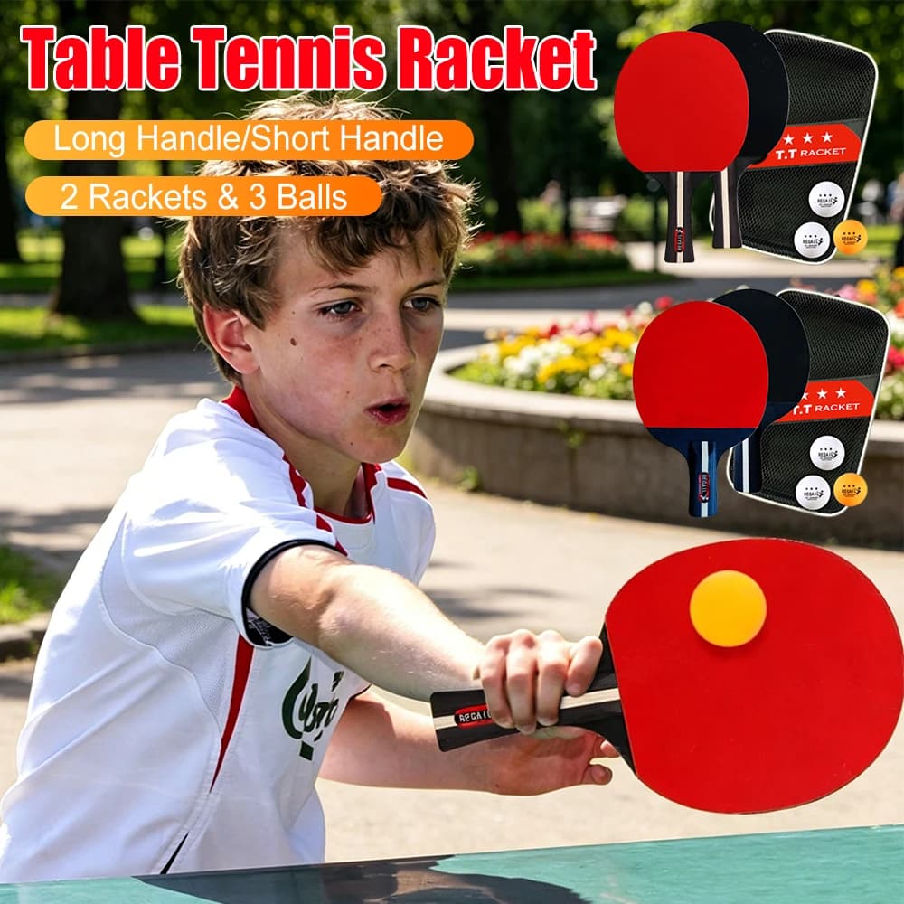 Set di Racchette da Ping Pong Professionali con 2 Racchette e 3 Palline, Racchette da Ping Pong con Borsa per Allenamento