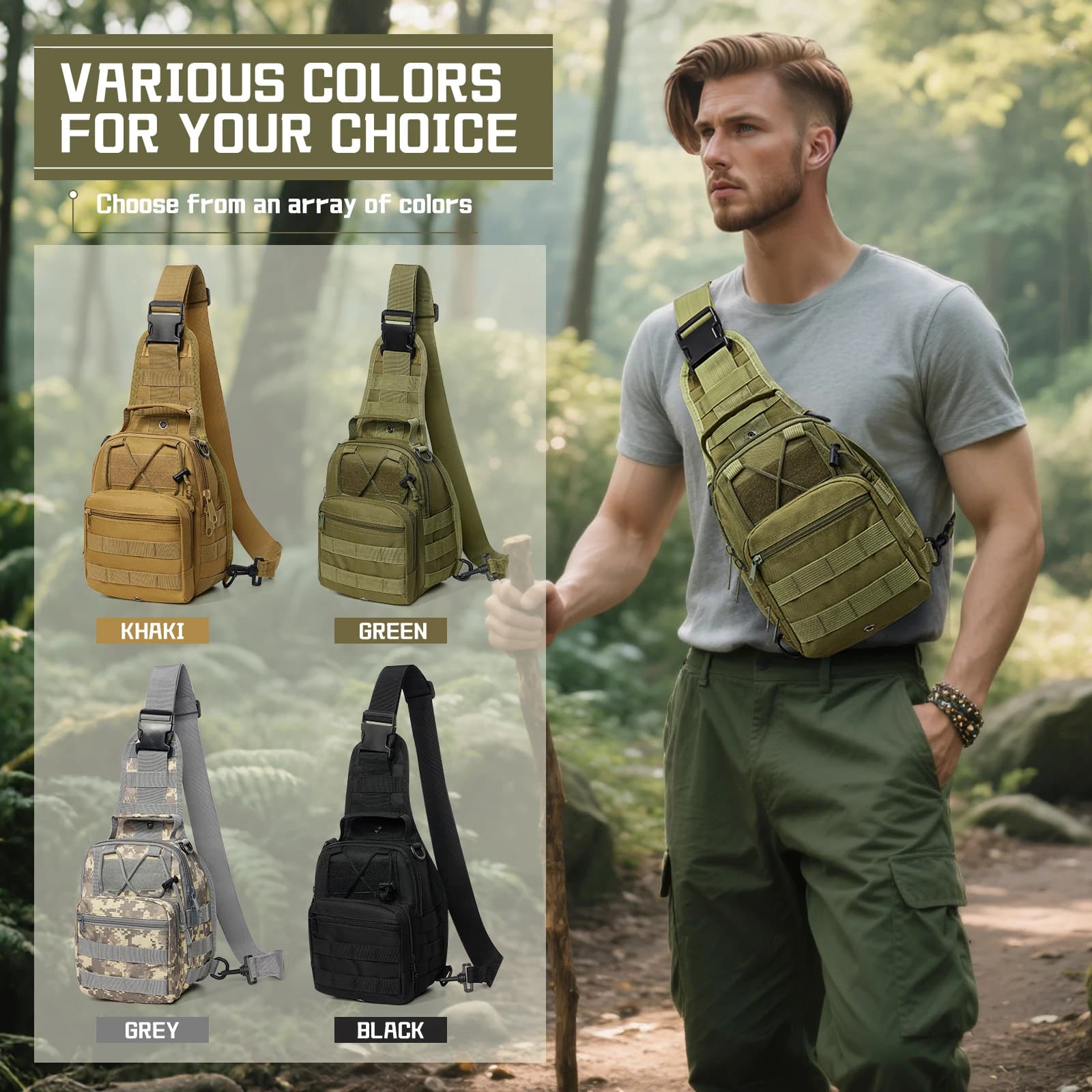 Zaino a tracolla Borsa a tracolla Borsa da viaggio per escursionismo Borsa da petto Zaino da combattimento Borsa a tracolla per telefono antifurto herren