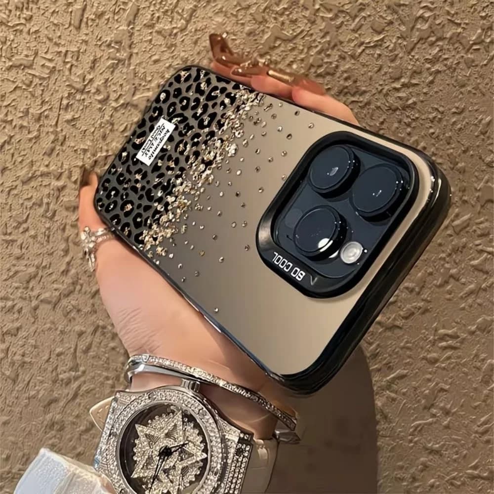 Leopard Speckled Gold Matte Finish Phone Case For iPhone 17 16 15 14 13 12 11 Pro Xs Max Plus Air Mini XR X 17e 16e Back Cover
