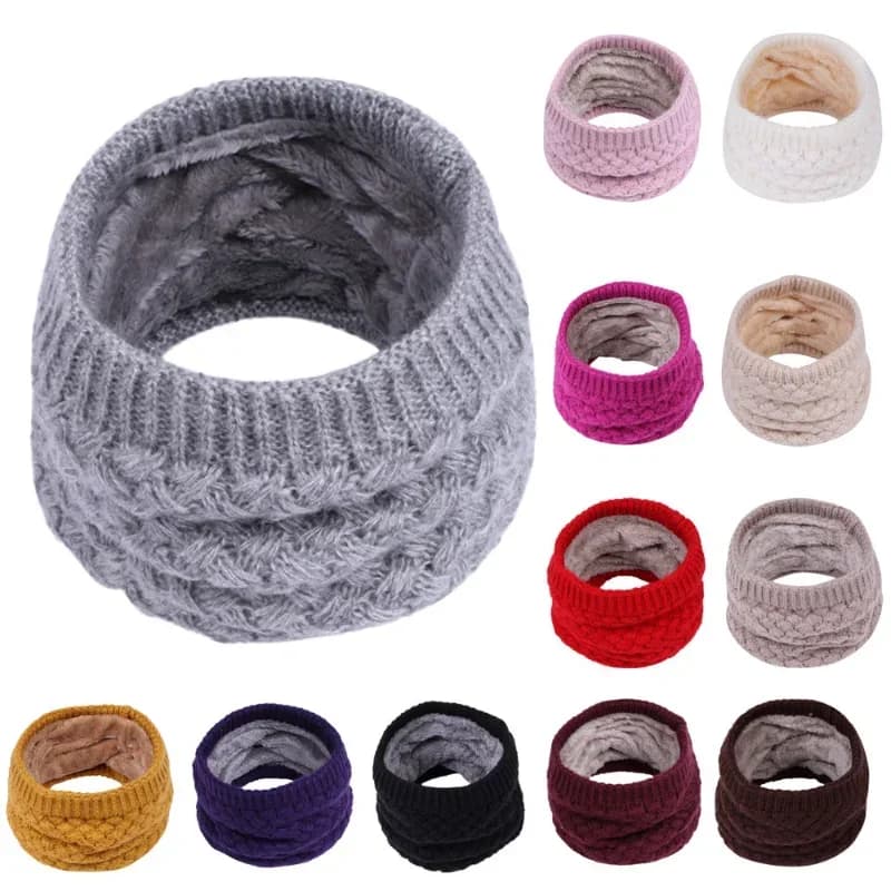 Sciarpa da collo invernale unisex lavorata a maglia in lana ispessita con lanugine calda fazzoletto da collo protettivo con anello per colonna vertebrale cervicale Sciarpa ad anello per villi all'aperto