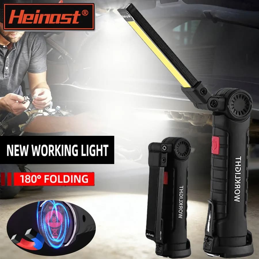 Nuova torcia portatile a LED COB con lampada da lavoro ricaricabile magnetica per tenda con gancio per appendere luci di ricerca da campeggio Lampada di emergenza