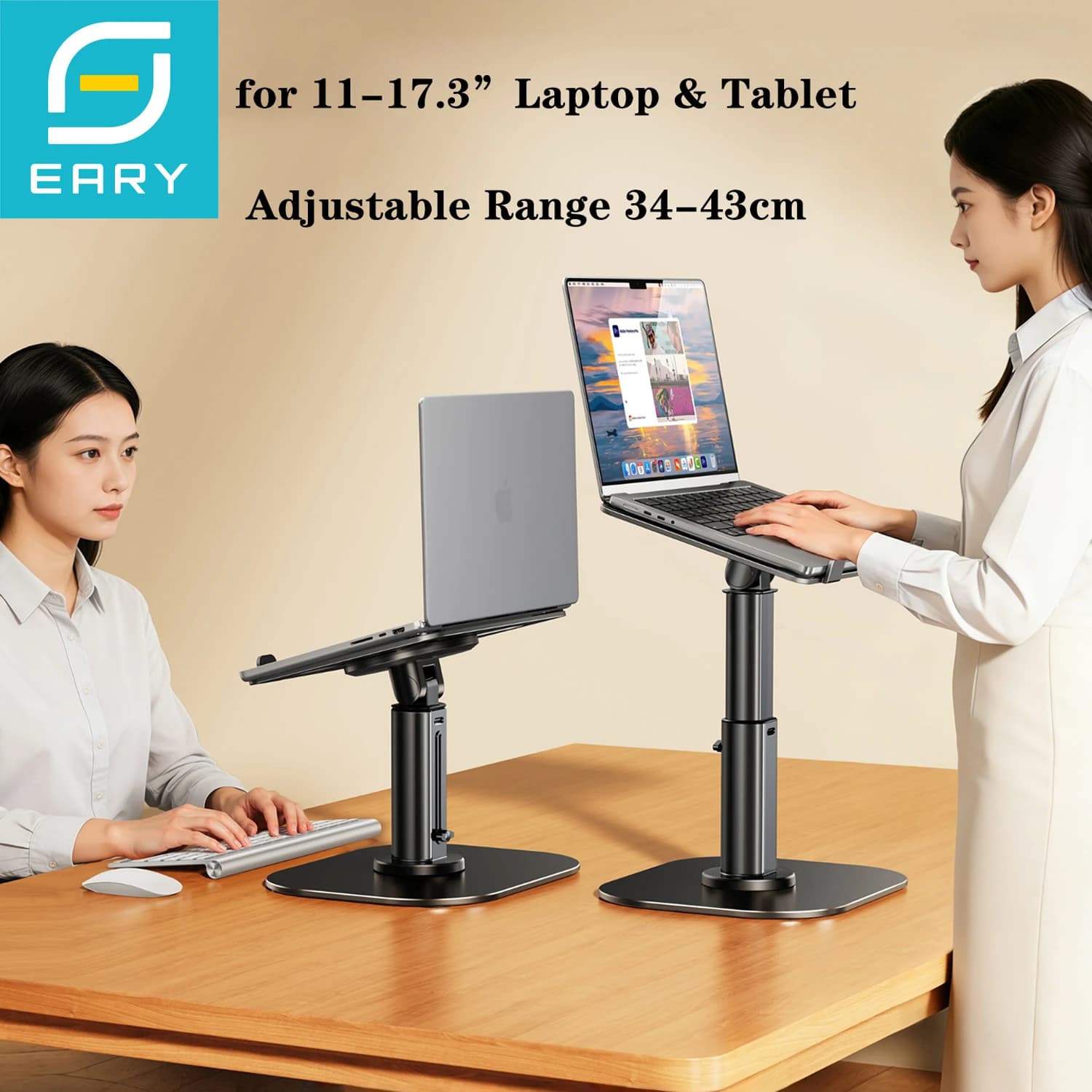 Eary Supporto per laptop regolabile Riser Supporto per computer portatile in metallo per scrivania Supporto per notebook ergonomico per MacBook Air Pro 11-17,3"