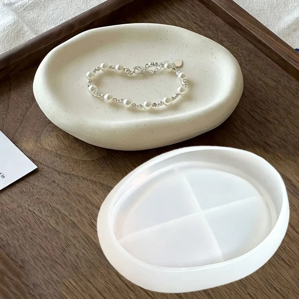 Minimalist Oval Tray Silicone Mold for Cement Concrete Soap Holder Mold Epoxy Resin Jewelry Dish Gypsum Craft Casting Tools