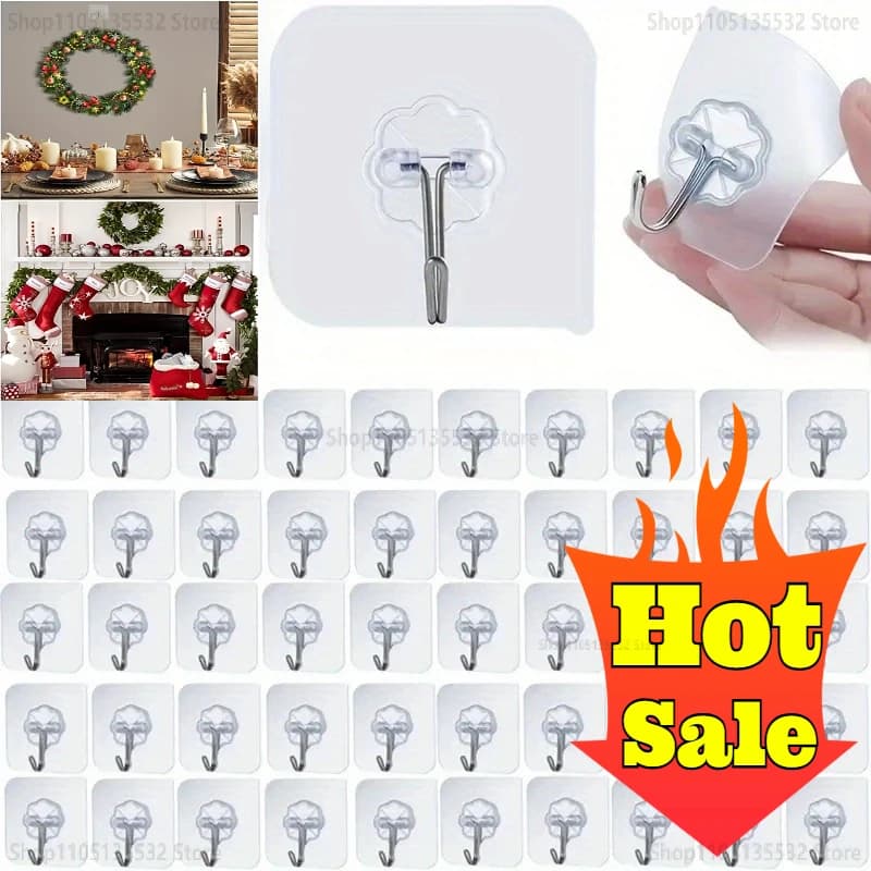 10/20 Pcs Hooks Transparent Strong Self Adhesive Door Wall Hangers Hooks Suction Heavy Load Rack Cup Sucker for Kitchen Bathroom