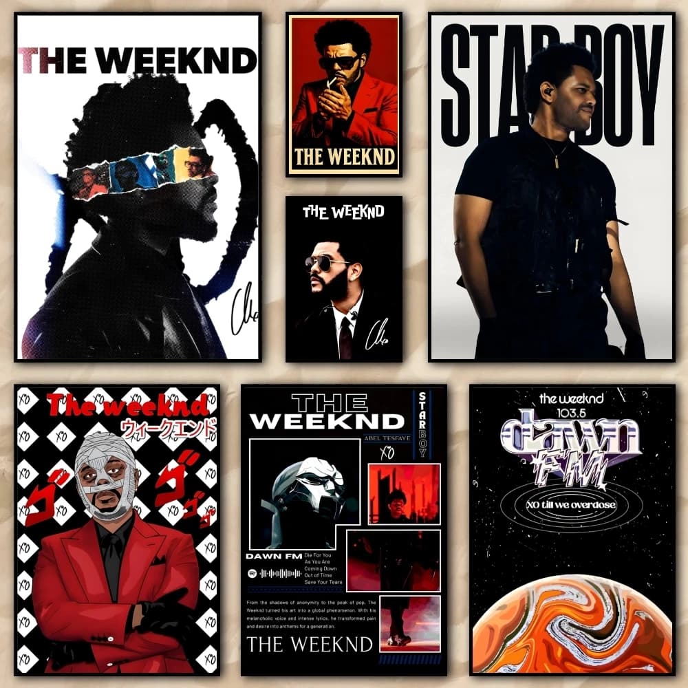 The Singer W_Weeknd Painting Calligraphy High Quality Canvas Poster Wall Art For Office Restaurant Home Decoration Set