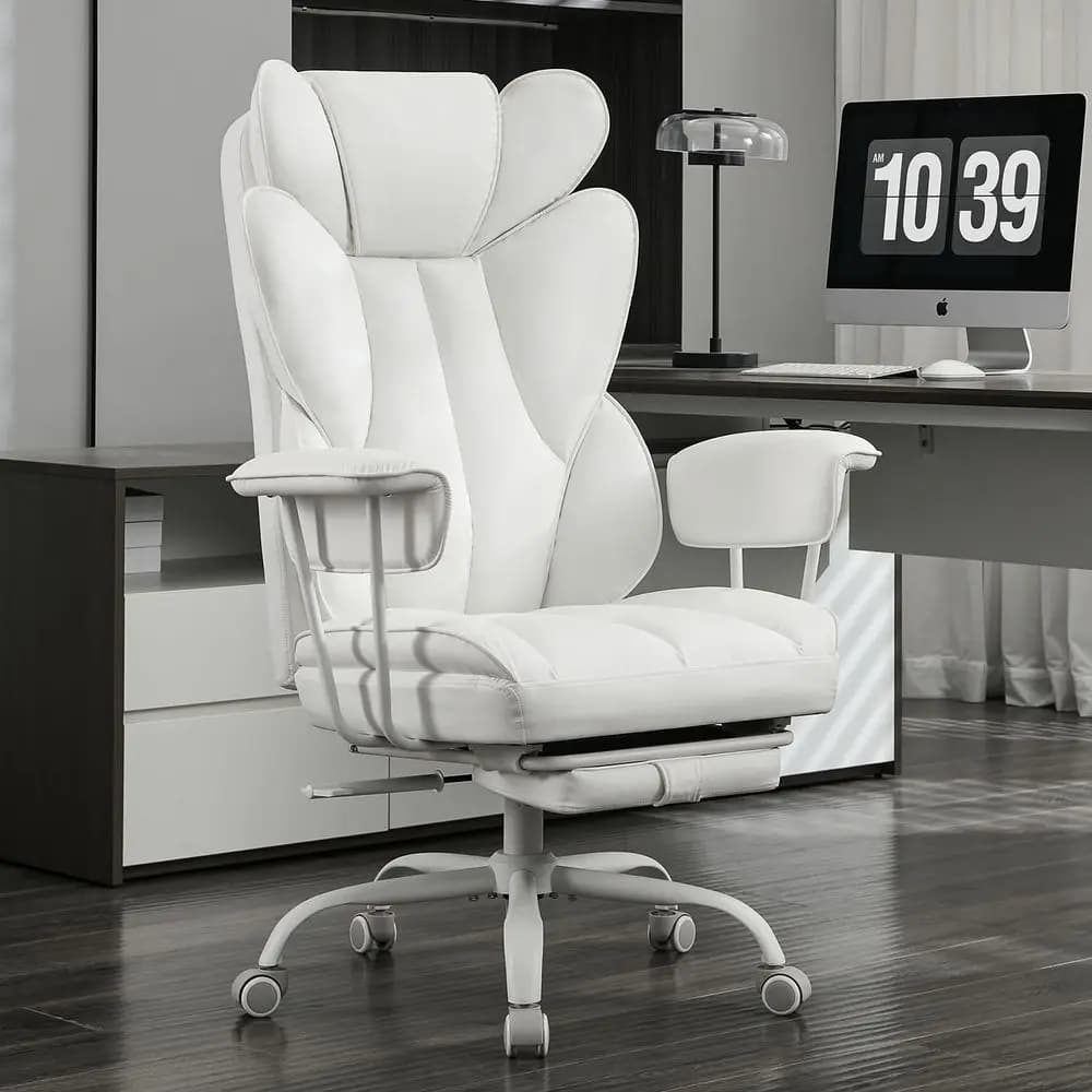 Sedia da Ufficio Ergonomica Grande e Alta con Poggiapiedi, Sedia da Gaming Reclinabile con Supporto Lombare e Schienale Alto