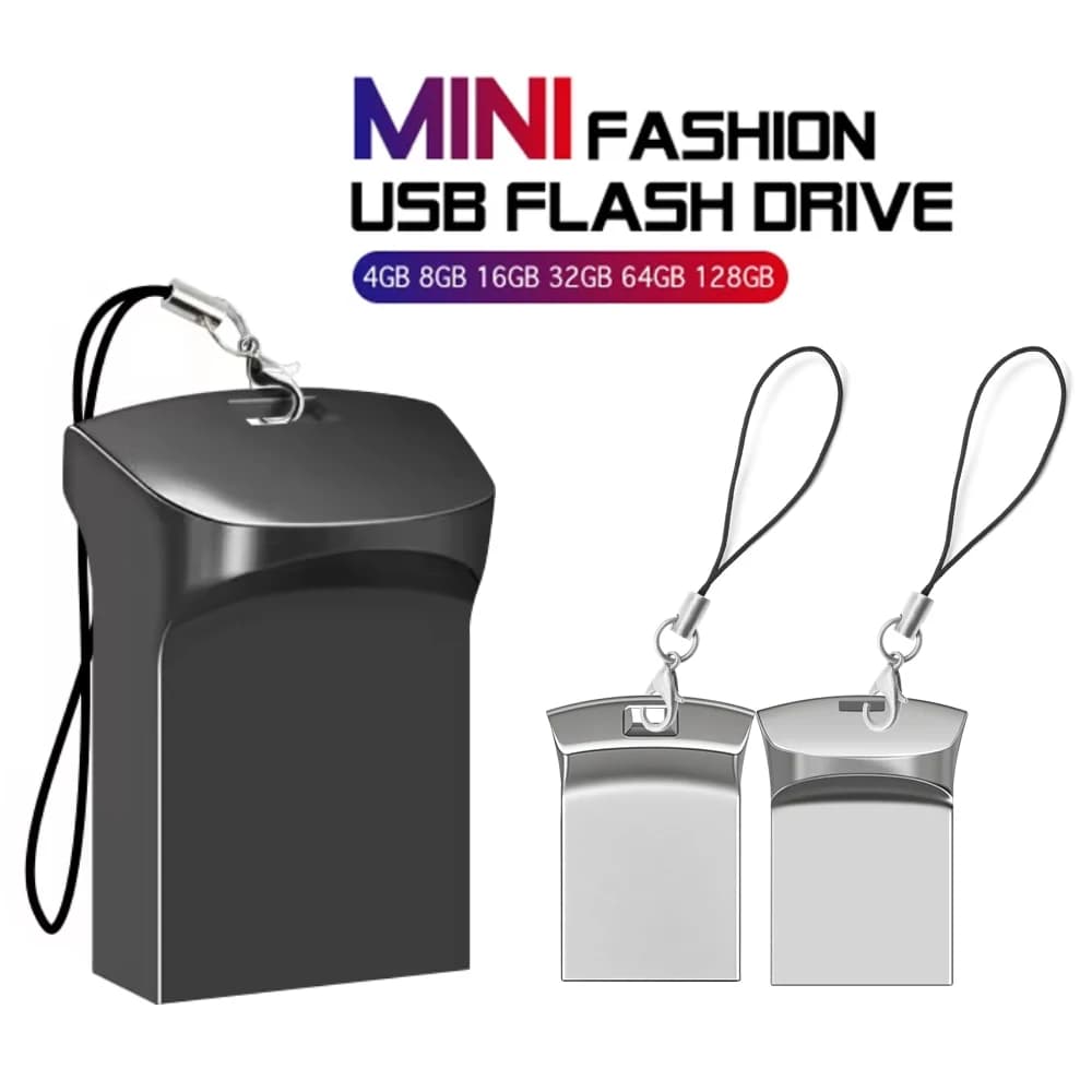 Mini Chiavette USB in Metallo 64GB, Regali Aziendali Creativi, Memoria USB Nera 32GB, Pendrive Argento 16GB