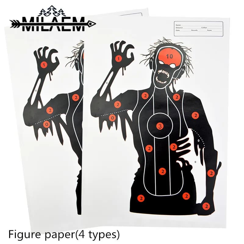 12 Pcs 45*33 centimetri di Ripresa Gli Obiettivi di Carta Silhouette Splatter Reattiva Gli Obiettivi di Carta Divertente Caratteristica Immagini Training Accessori