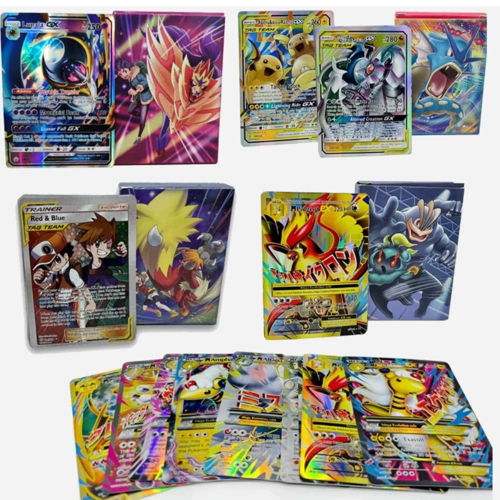 60/100 Pezzi Carte Pokémon Inglesi GX Tag Team Vmax EX Mega Shining, Carte da Gioco e Collezione, Giocattoli e Regali per Bambini