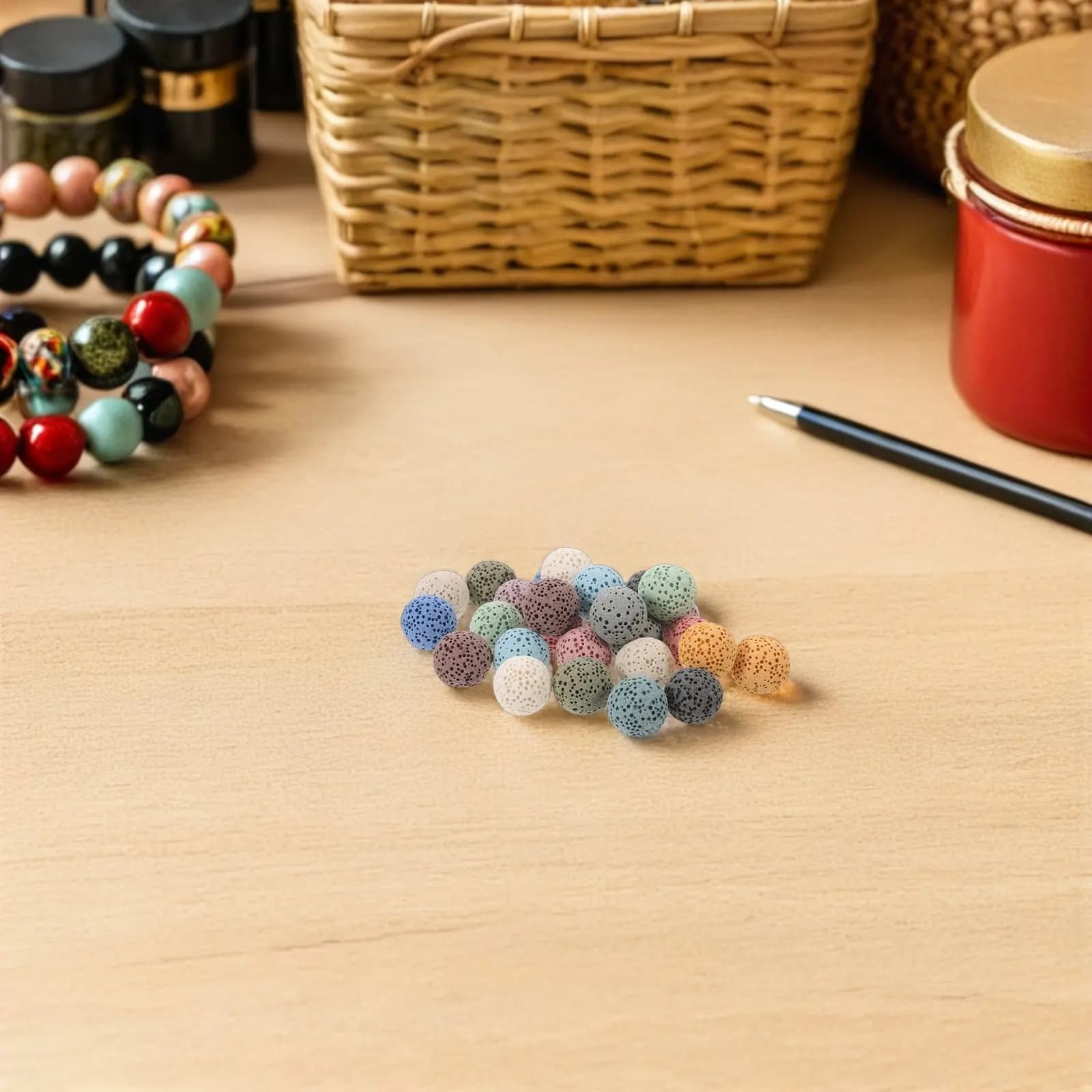 26 Pezzi di Pietre Vulcaniche per Aromaterapia, Perline in Pietra di Colore Assortito, Diffusori di Oli Essenziali, Pietre per Aromaterapia e Fragranza Domestica