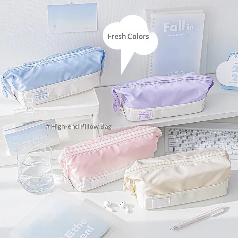 Astuccio RosyPosy versione 2.0, pieghevole, stile Ins, borsa organizer per cancelleria di grande capacità con clip laterale, portatile per studenti