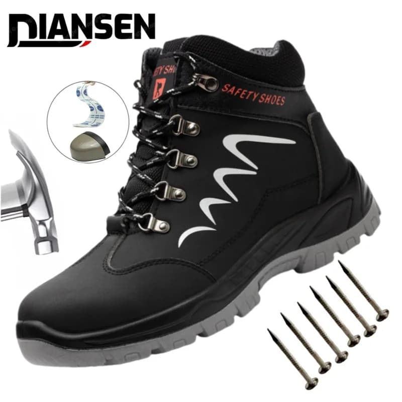 Scarpe Antinfortunistiche da Uomo con Punta in Acciaio Antiscivolo, Scarpe Sportive Indistruttibili, Calzature di Sicurezza Resistenti alle Forature per Escursionismo