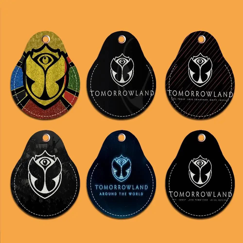 Round Keyring with Music Logo T-Tomorrowland for Women PU Leather Raw Keychain ideal for party gifts and wedding favors