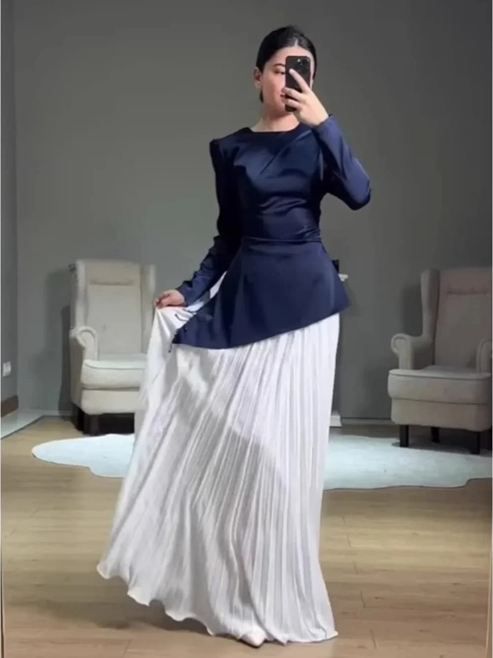 Abaya a pieghe Islam Abiti da festa Donne eleganti Abito Patchwork Musulmano Jalabiya Abiti Largos Arabo Abito lungo Marocco Dubai