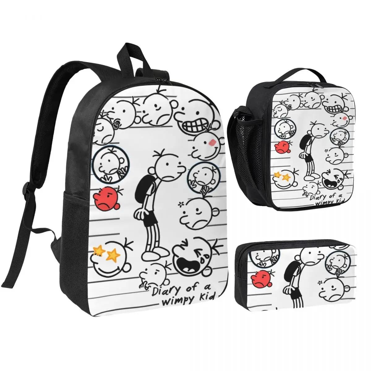 Diary Of A Wimpy Backpack Lunch Box Pencil Boxes for Boys Girls Backpacks School bag Bookbag Set