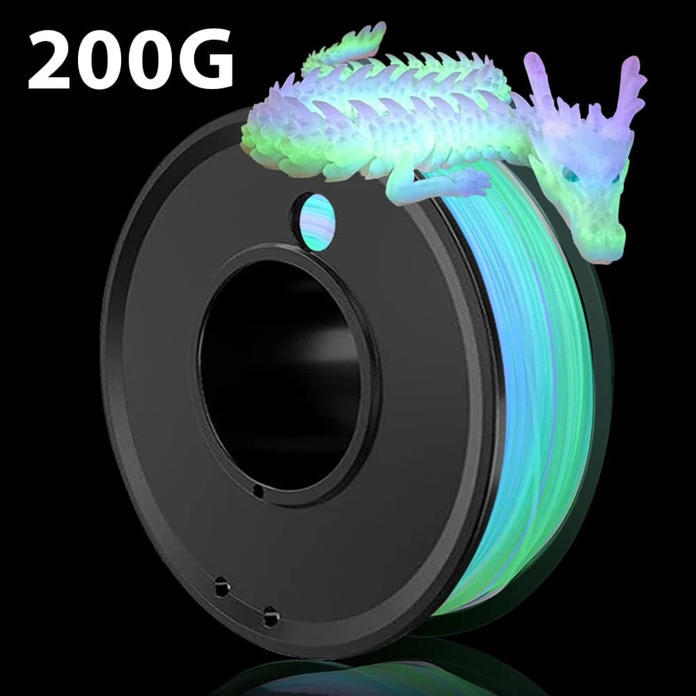 Filament PLA 1,75mm 200g for 3D Printer, Fluorescent Rainbow Material for 3D Printing and Sublimation, 200g