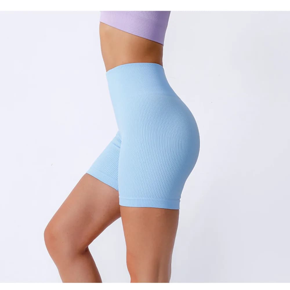 Women Seamless Ribbed Yoga Shorts High Waist Fitness Leggings Quick Dry Athletic Shorts For Gym Workout Running Cycling