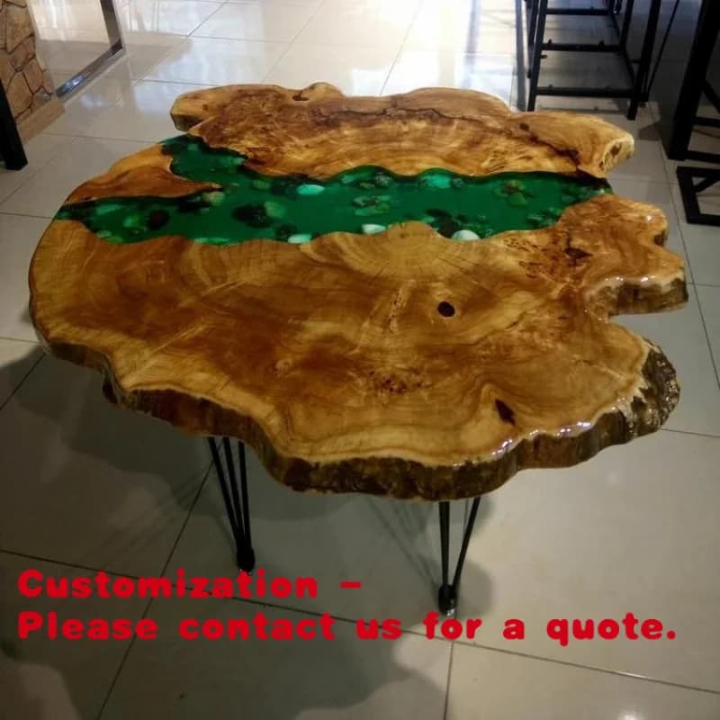 Tavolino da Caffè in Legno Massello con Resina Epossidica, Design Moderno di Lusso, Tavolino Laterale, Tavolino d'Appoggio
