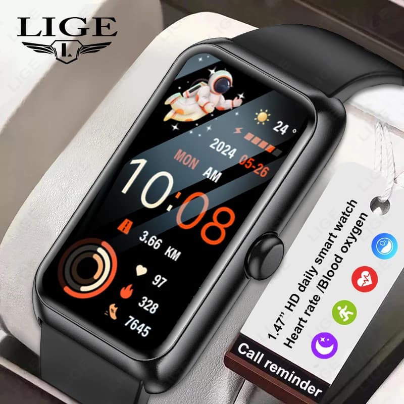 LIGE Women's Fitness Watches with Cardiac Frequency Sonno Tracker Pedometer 1.47 "Intelligent Clock Step Calories Counter for Android iOS