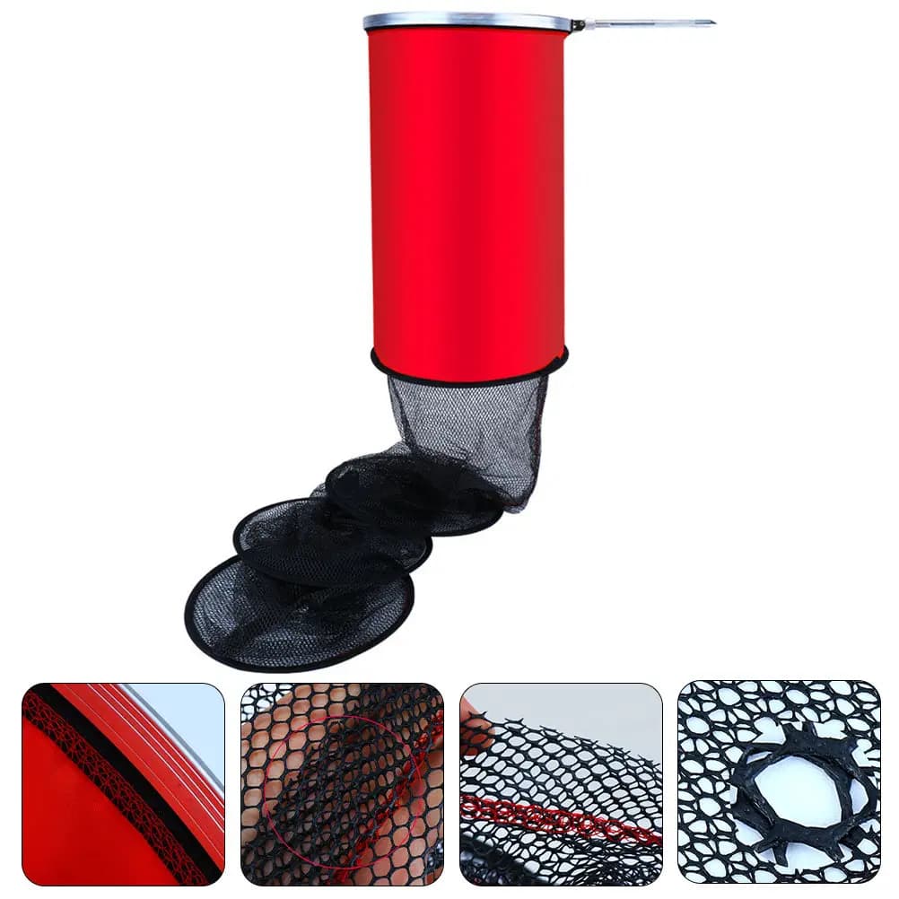 Rete di Protezione Pieghevole Professionale per la Pesca, Cesto Portatile in Nylon con Design a Picchetto per il Fissaggio al Suolo, Leggero e Portatile