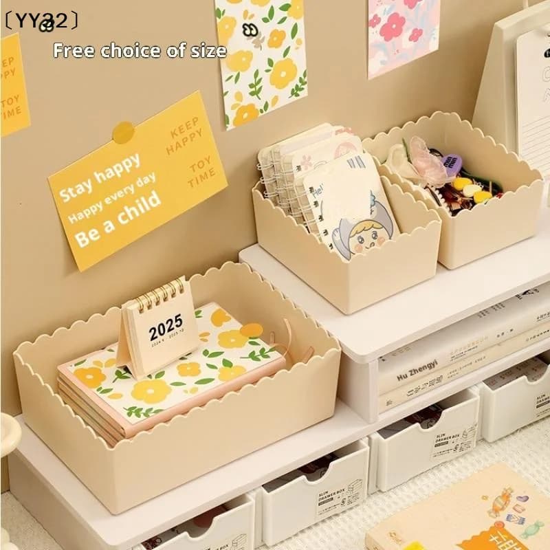 1 Pcs Desktop Storage Box Cosmetic Organizer Plastic Storage Box Sundries Snack Storage Basket Bathroom Kitchen Box〔YY32〕