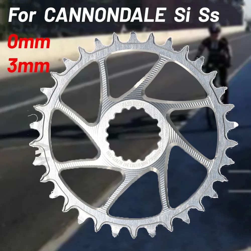 Corona a montaggio diretto per Cannondale Si Ss 0mm 3mm Offset Argento Piatto stretto largo 28 30 32 34 36 Ruota dentata a 38 denti