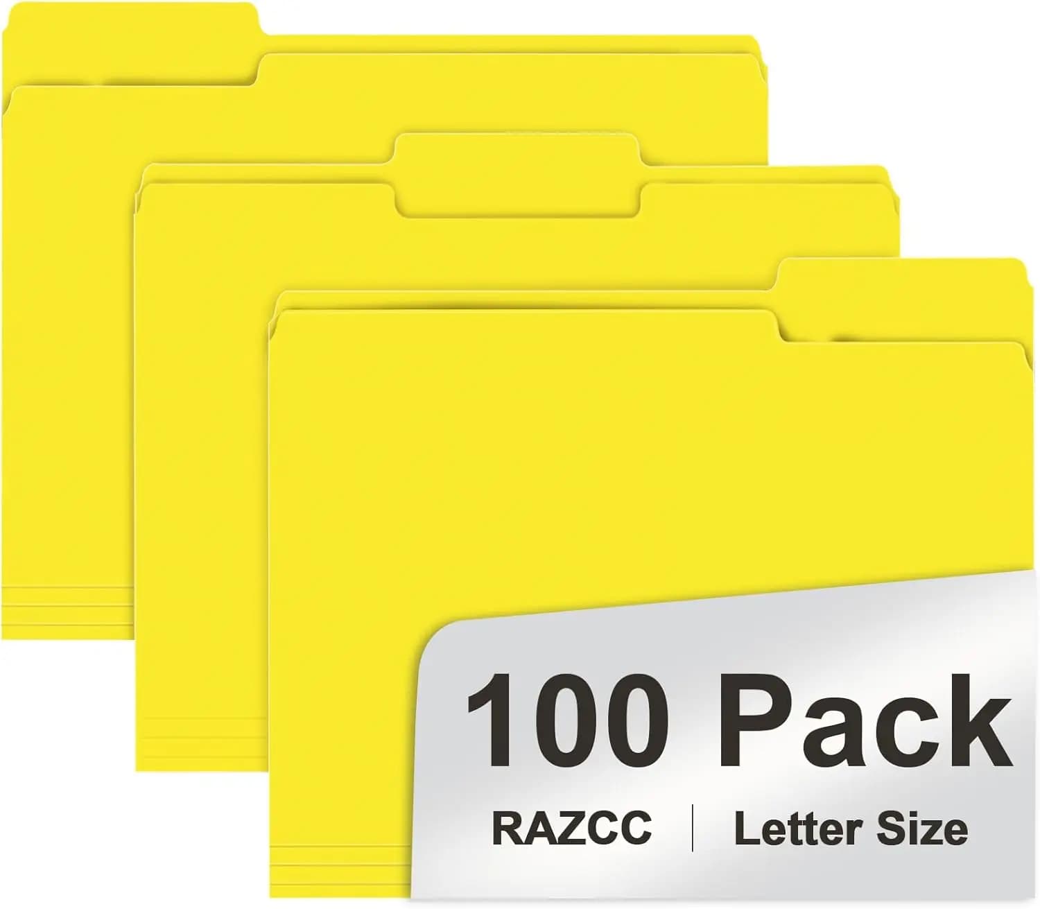 Cartelle Portadocumenti Gialle Formato Letter, Confezione da 100 con Taglio 1/3 per Facile Organizzazione e Conservazione