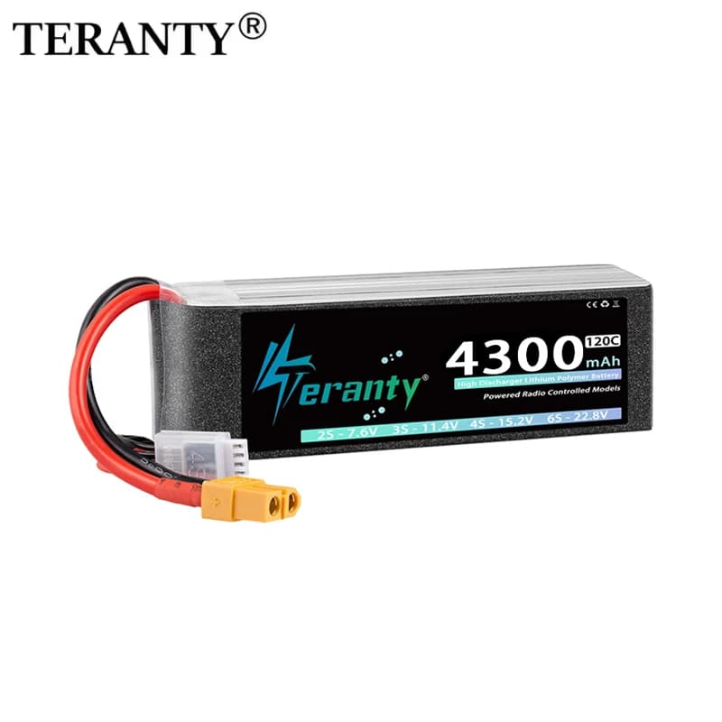 Batteria Lipo TERANTY 4S 4300mAh 14.8V 70C 15.2V 120C con connettore XT60 XT90 per Auto RC, Camion, Barche, Droni FPV, Elicotteri, Aeroplani