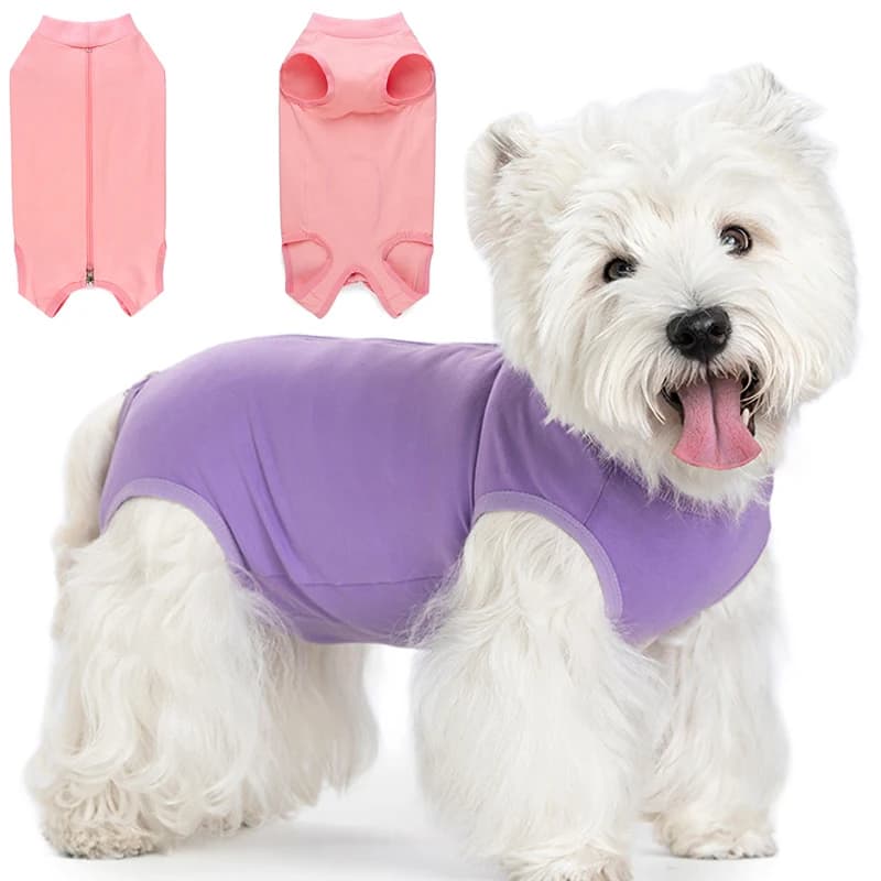 Zipper Dog Recovery Suit Closed Belly Cuttable Small Dog Clothes Postoperative Dog Bodysuit Sterilization Puppy Clothing