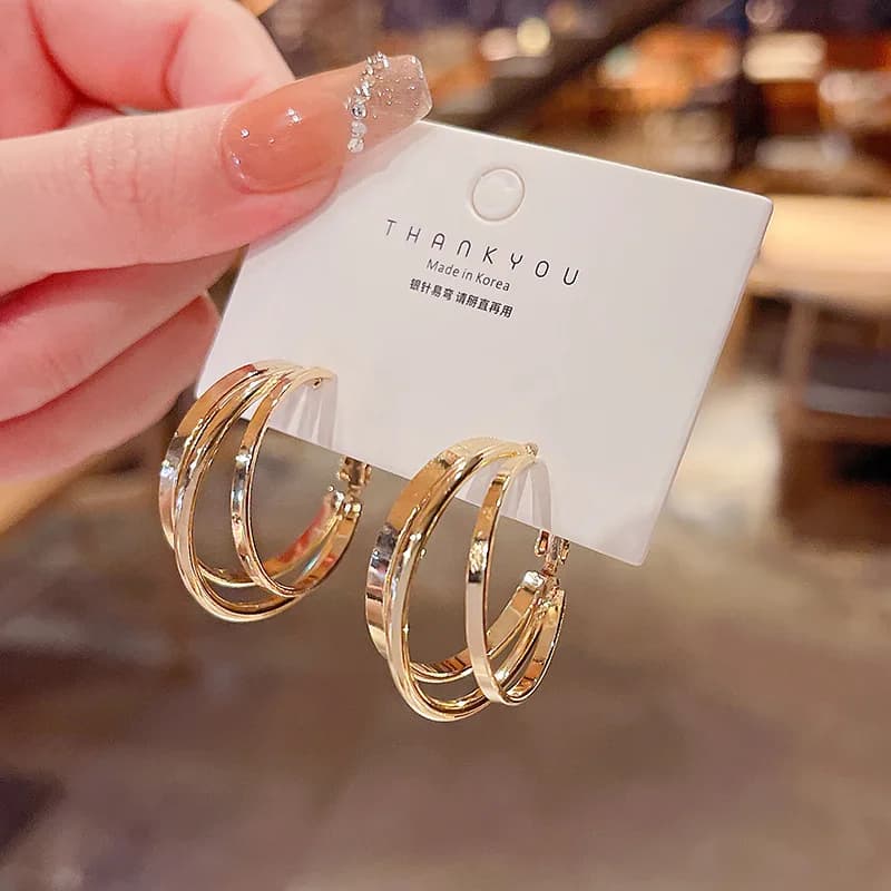 BLIJERY cerchi multistrato orecchini a cerchio piccoli Brincos Celebrity orecchini a cerchio in metallo Color oro per regalo di gioielli per ragazze da donna