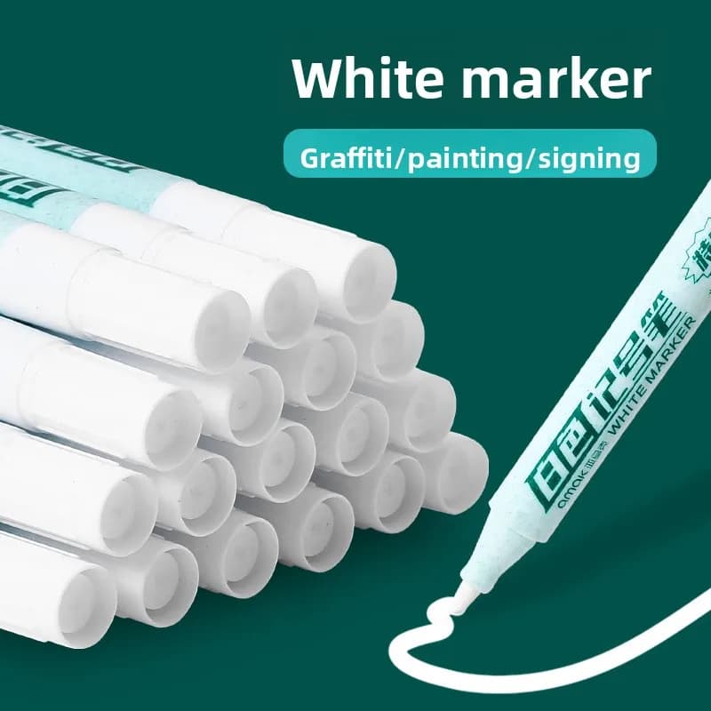 Pennarello bianco, impermeabile, resistente allo sbiadimento, inodore, non cancellabile, inchiostro continuo, punta spessa, per pittura e evidenziazione artistica
