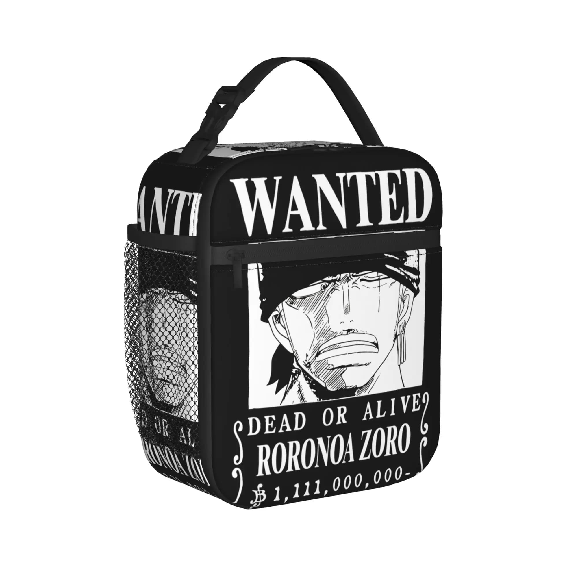 Borsa Termica Grande per il Pranzo con Stampa Anime Zoro Wanted Luffy - Contenitore Frigo Portatile per Scuola, Viaggi e Alimenti